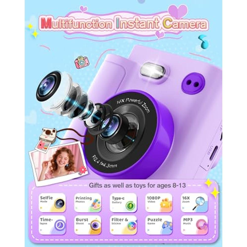Camera Kids: Instant Print Digital Camera 1080P HD – Side View