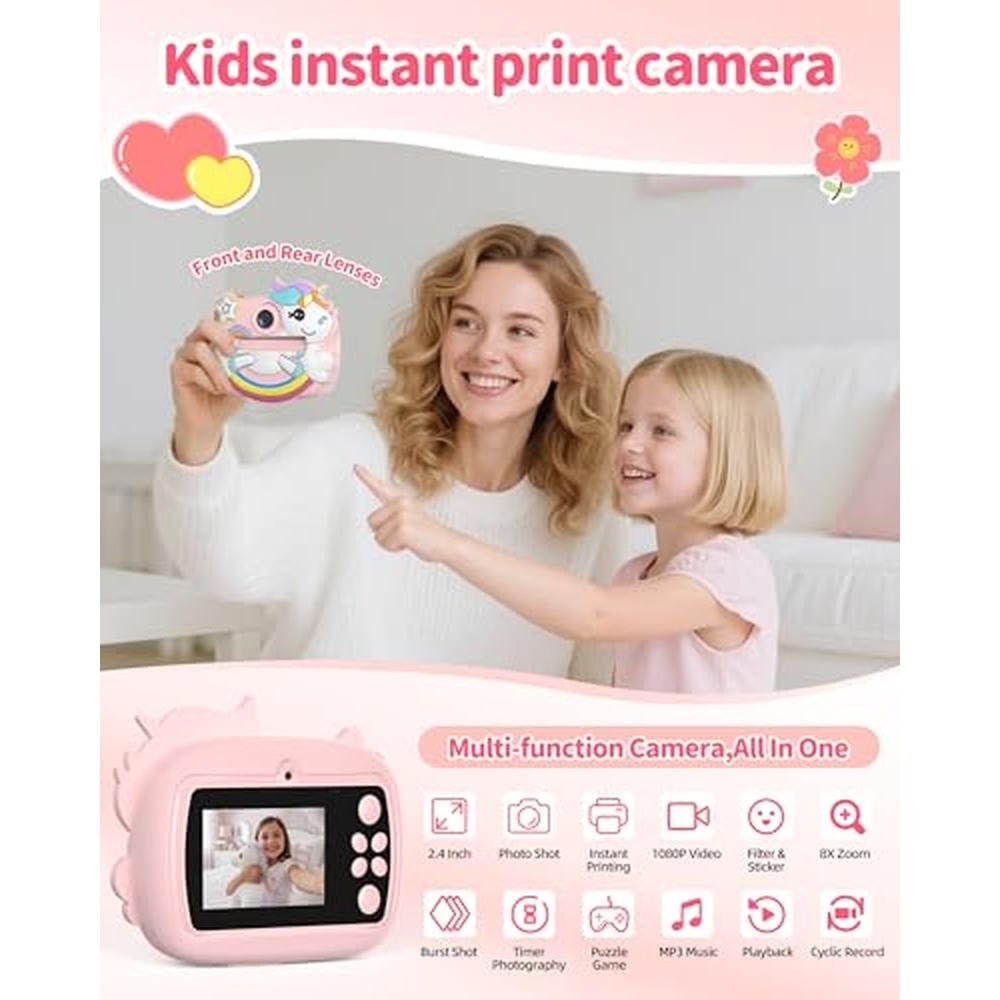 Camera Kids: Instant Print Camera for Kids 1080p Video – Side View