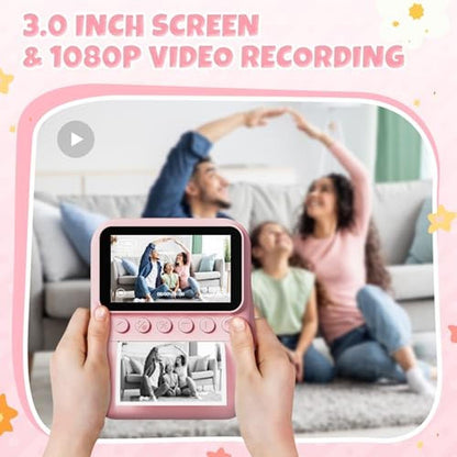 Kids Instant Print Camera: 3.0'' Screen 48MP Photo 1080p HD – Side View