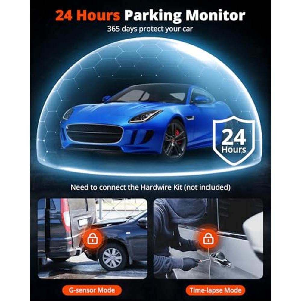Kingslim Dash Cam: 4K Front and Rear Camera with 64GB SD – Packaging