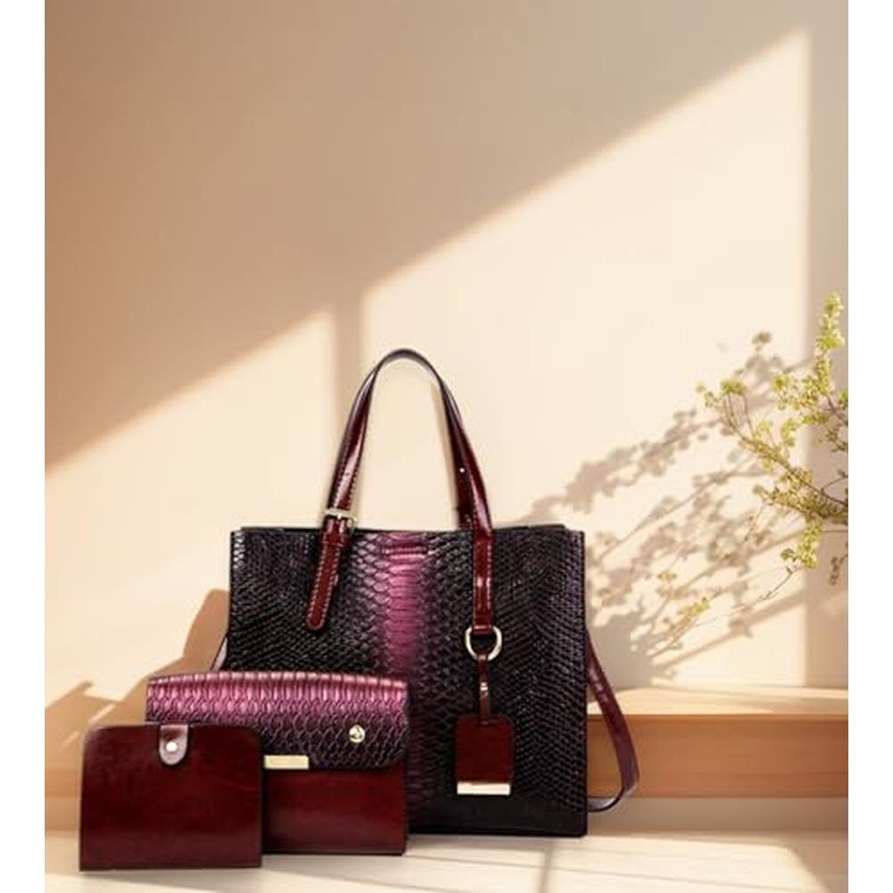 Women's Crocodile Pattern Satchel Handbags – Side View