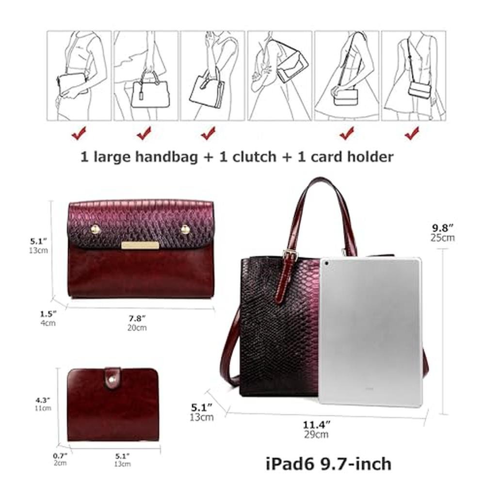 Women's Crocodile Pattern Satchel Handbags – Close-up Detail