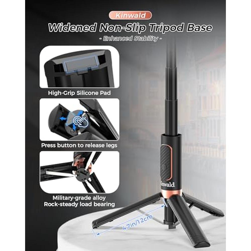 Tripod Kinwald: Kinwald Selfie Stick Tripod for iPhone – Side View
