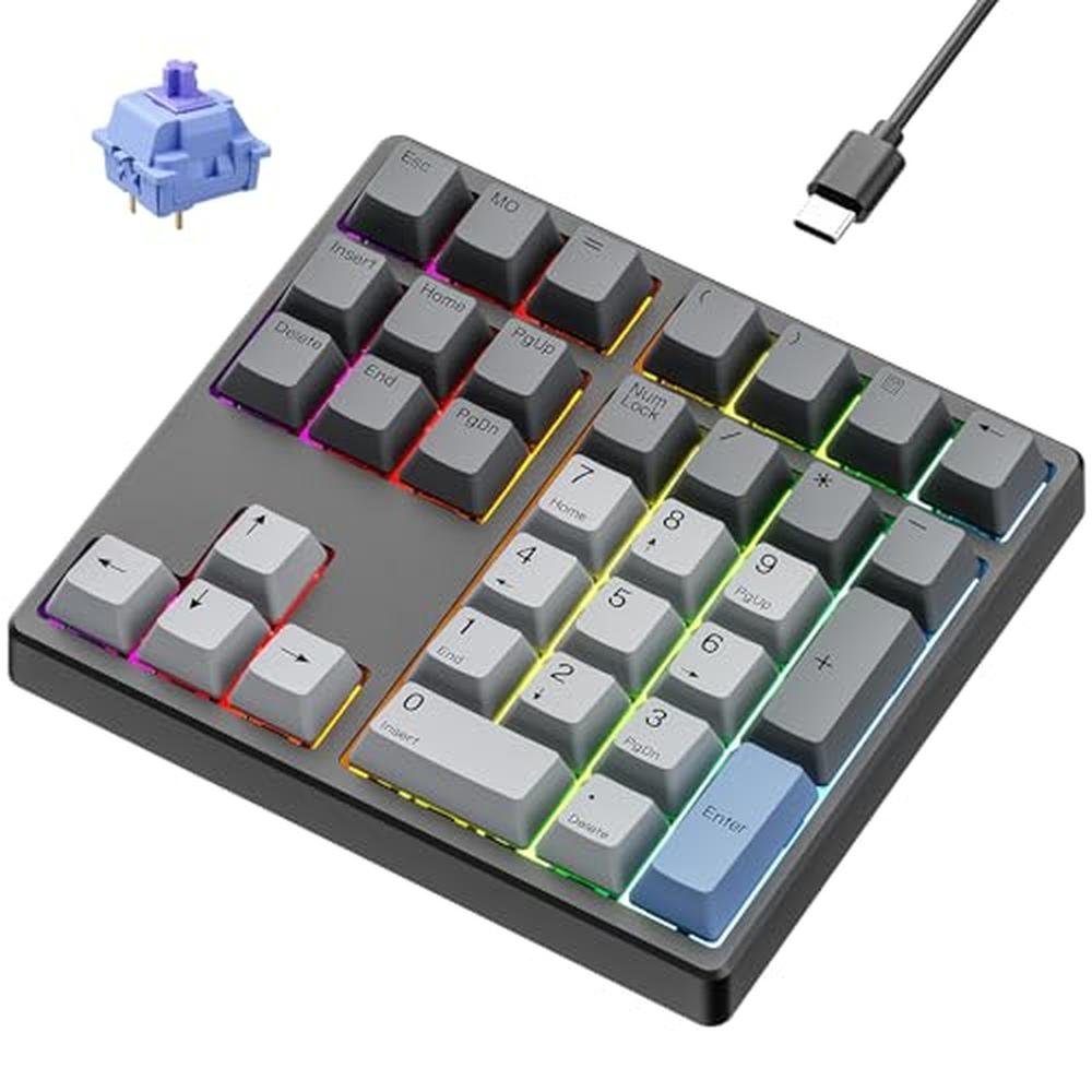 Kisnt MF34: Wired Mechanical Number Pad QMK/VIA Programmable – Front View