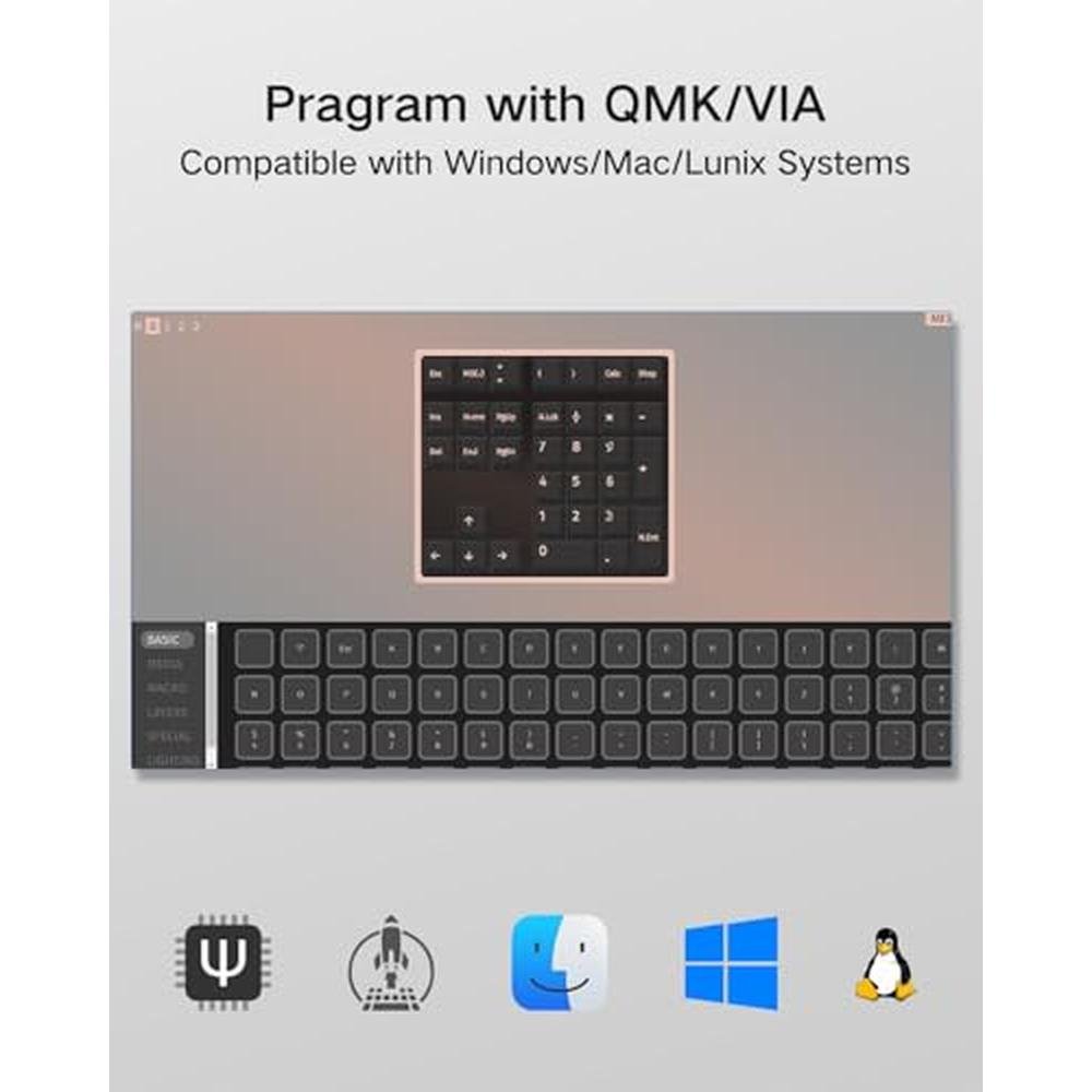 Kisnt MF34: Wired Mechanical Number Pad QMK/VIA Programmable – Side View