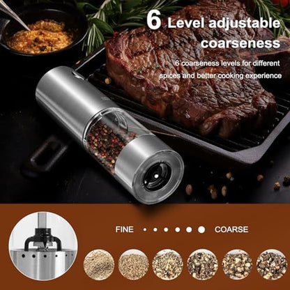 Salt Pepper Grinder Set: Electric Stainless Steel Auto – Close-up Detail
