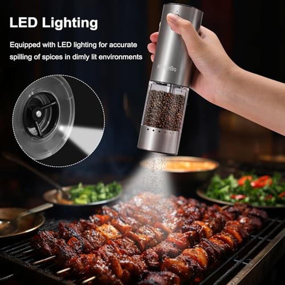 Salt Pepper Grinder Set: Electric Stainless Steel Auto – In Use