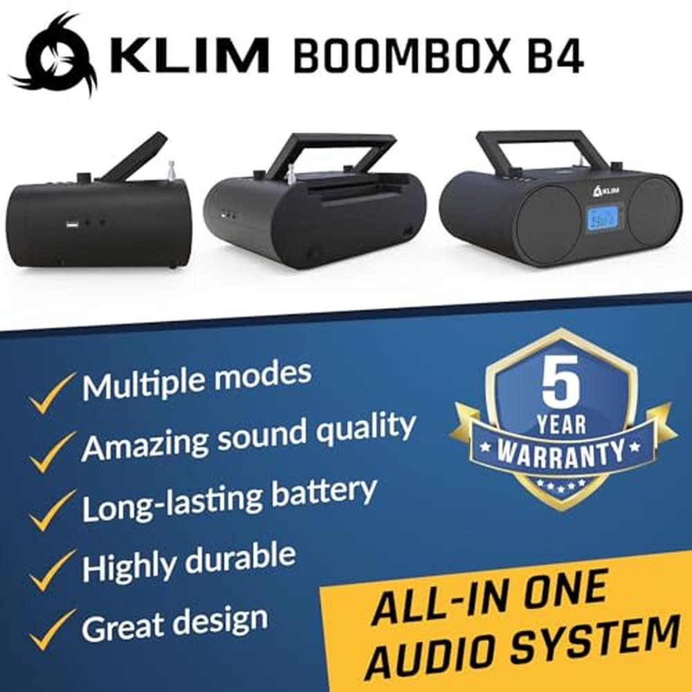 KLIM Boombox B4: Portable CD Player with AM/FM Radio – Side View