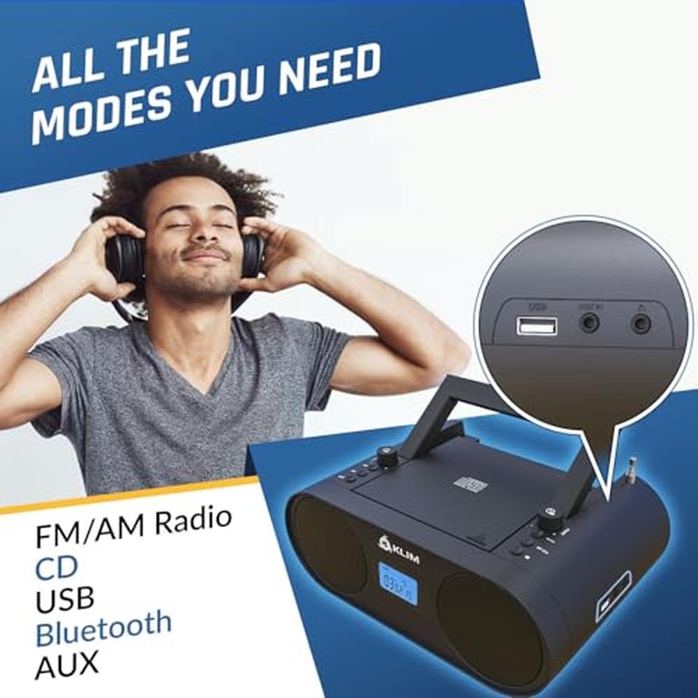 KLIM Boombox B4: Portable CD Player with AM/FM Radio – Close-up Detail