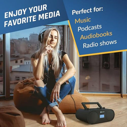 KLIM Boombox B4: Portable CD Player with AM/FM Radio – In Use