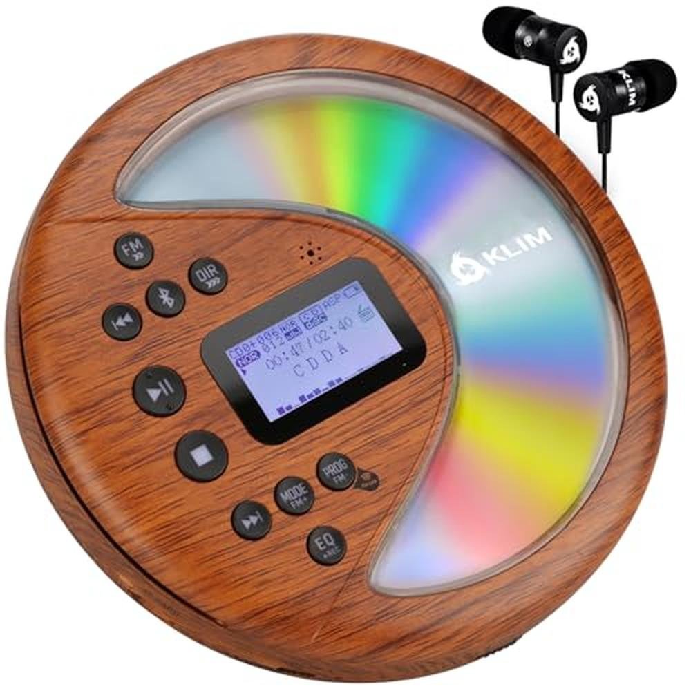 Portable CD Player: KLIM Discover Wood + Walkman with – Front View