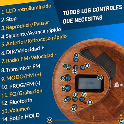 Portable CD Player: KLIM Discover Wood + Walkman with – Packaging