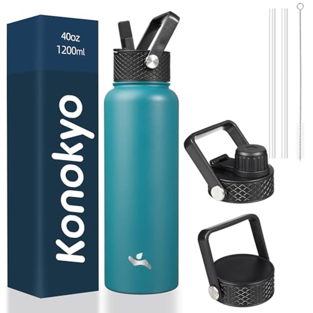 Konokyo 40oz: Insulated Water Bottle Stainless Steel Sport – Front View