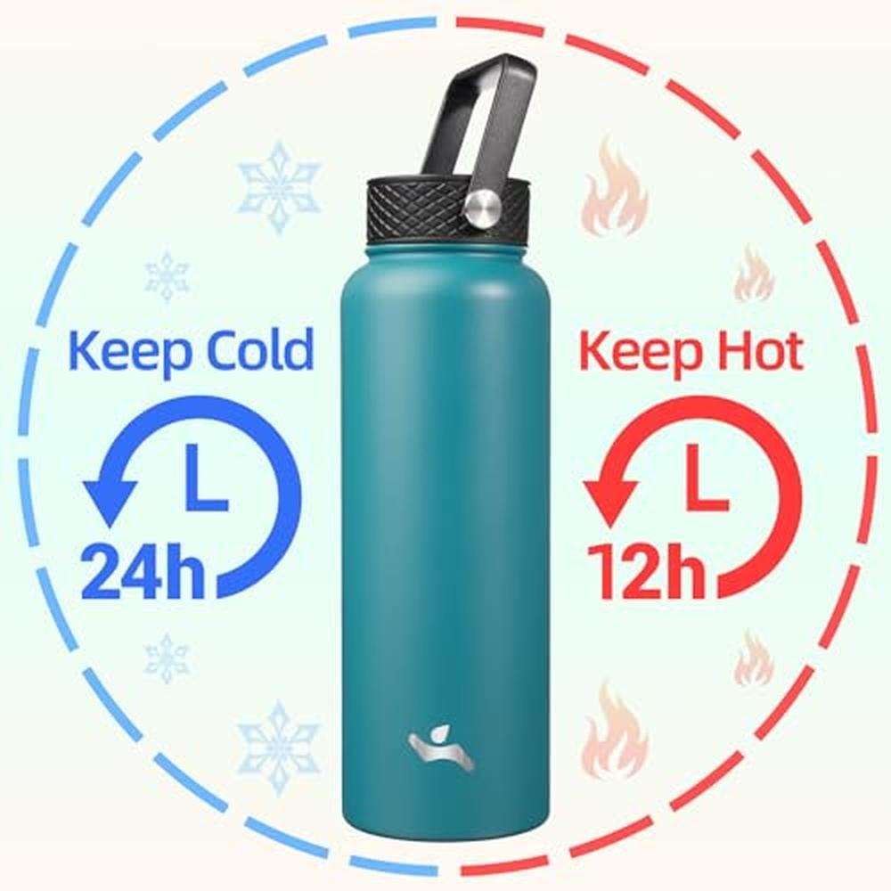 Konokyo 40oz: Insulated Water Bottle Stainless Steel Sport – Side View