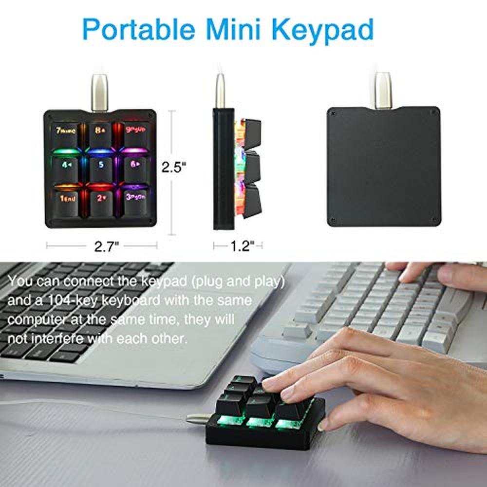 One Handed Keyboard: Koolertron One Handed Macro Mechanical – Side View