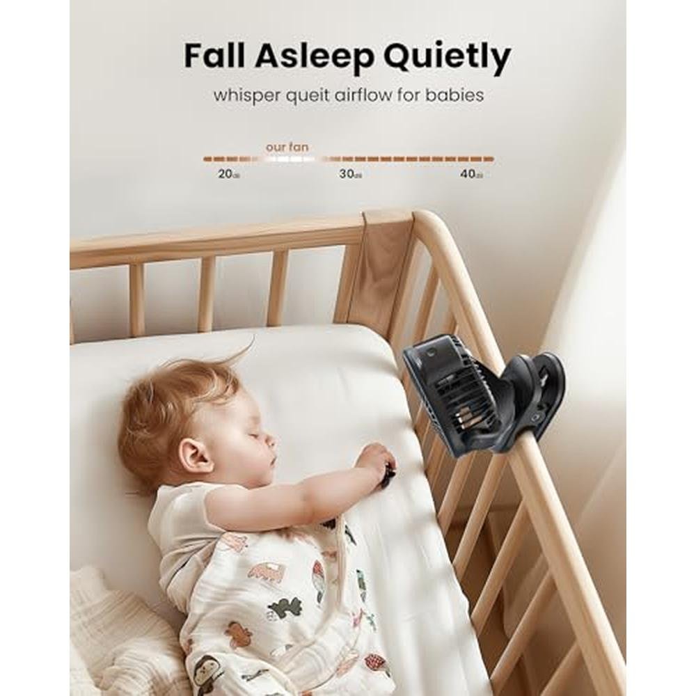 Koonie Fan: Koonie Portable Clip-On Fan Small Rechargeable – In Use