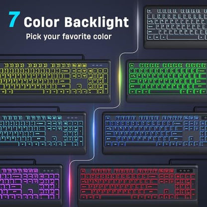 KOPJIPPOM Backlit Wired Keyboard – Side View