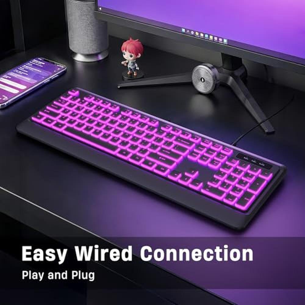 KOPJIPPOM Backlit Wired Keyboard – Close-up Detail