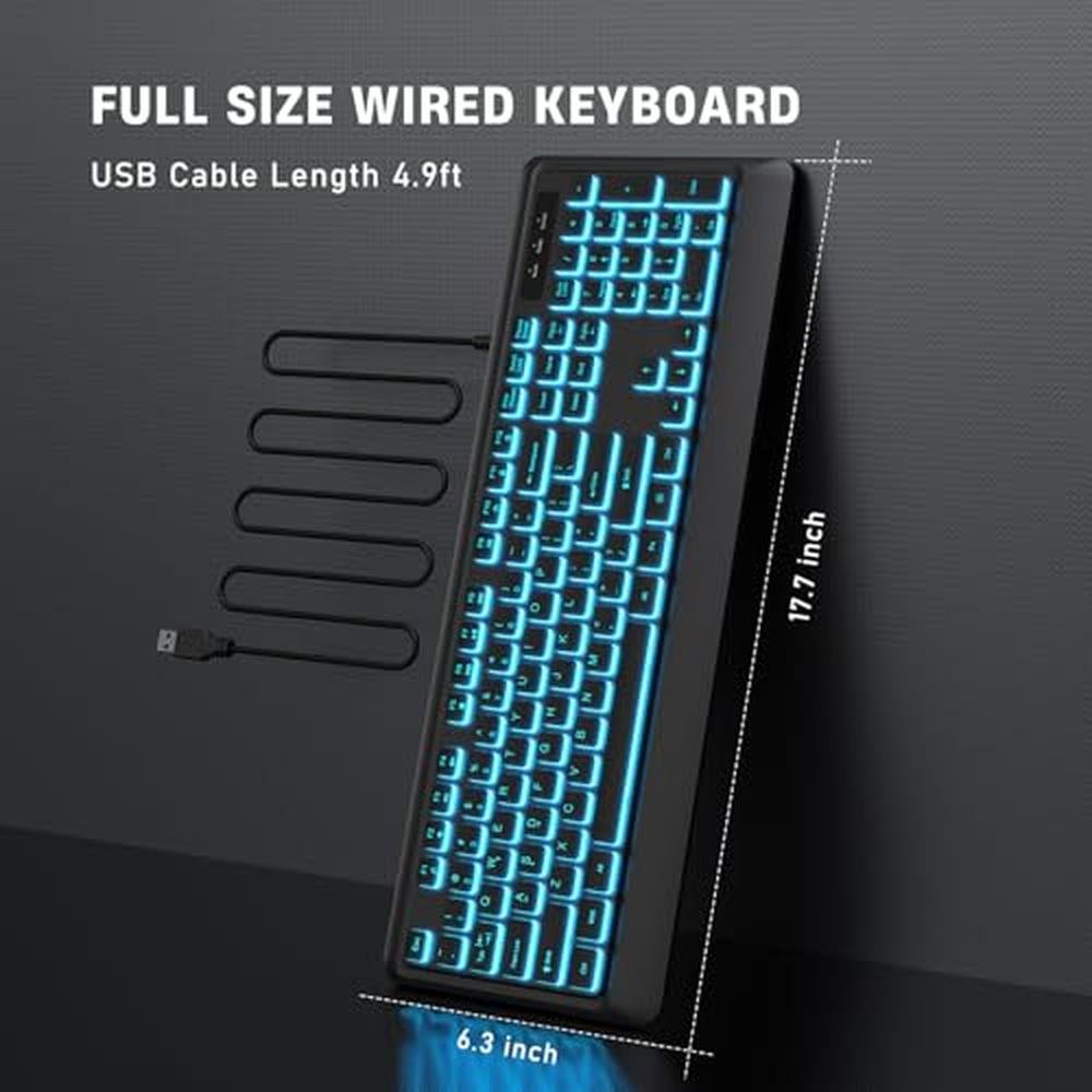 KOPJIPPOM Backlit Wired Keyboard – In Use