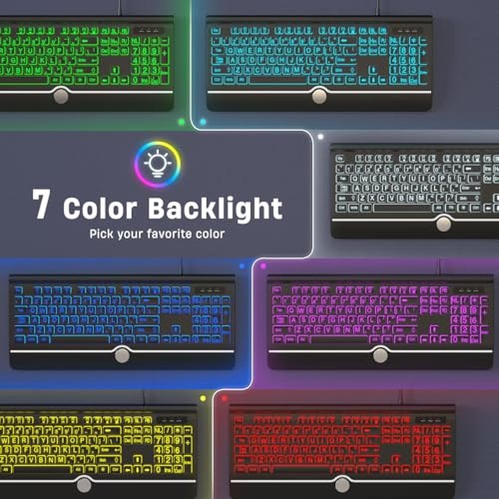 Keyboard Easy: KOPJIPPOM Large Print Backlit Computer – Close-up Detail