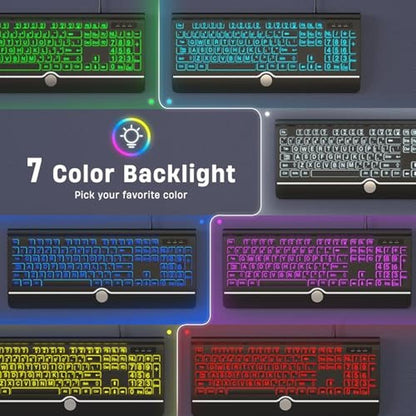 Keyboard Easy: KOPJIPPOM Large Print Backlit Computer – Close-up Detail