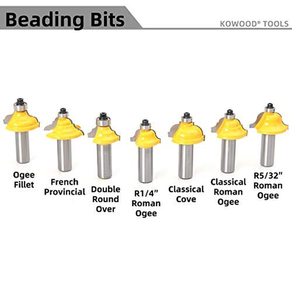 KOWOOD Router Bits Set 1/2 Inch Shank – Side View