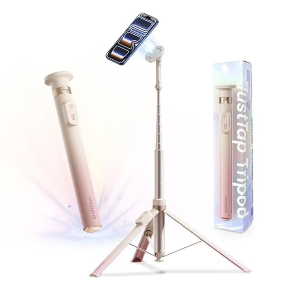 Phone Tripod: KraftGeek Magnetic iPhone MagSafe Tripod Stand – Front View