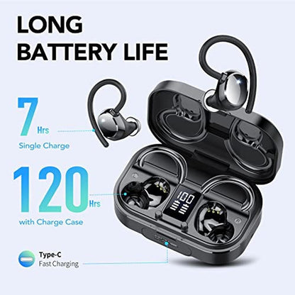 Ear KT1: KT1 Bluetooth Headphones Wireless Earbuds 120hrs – Side View