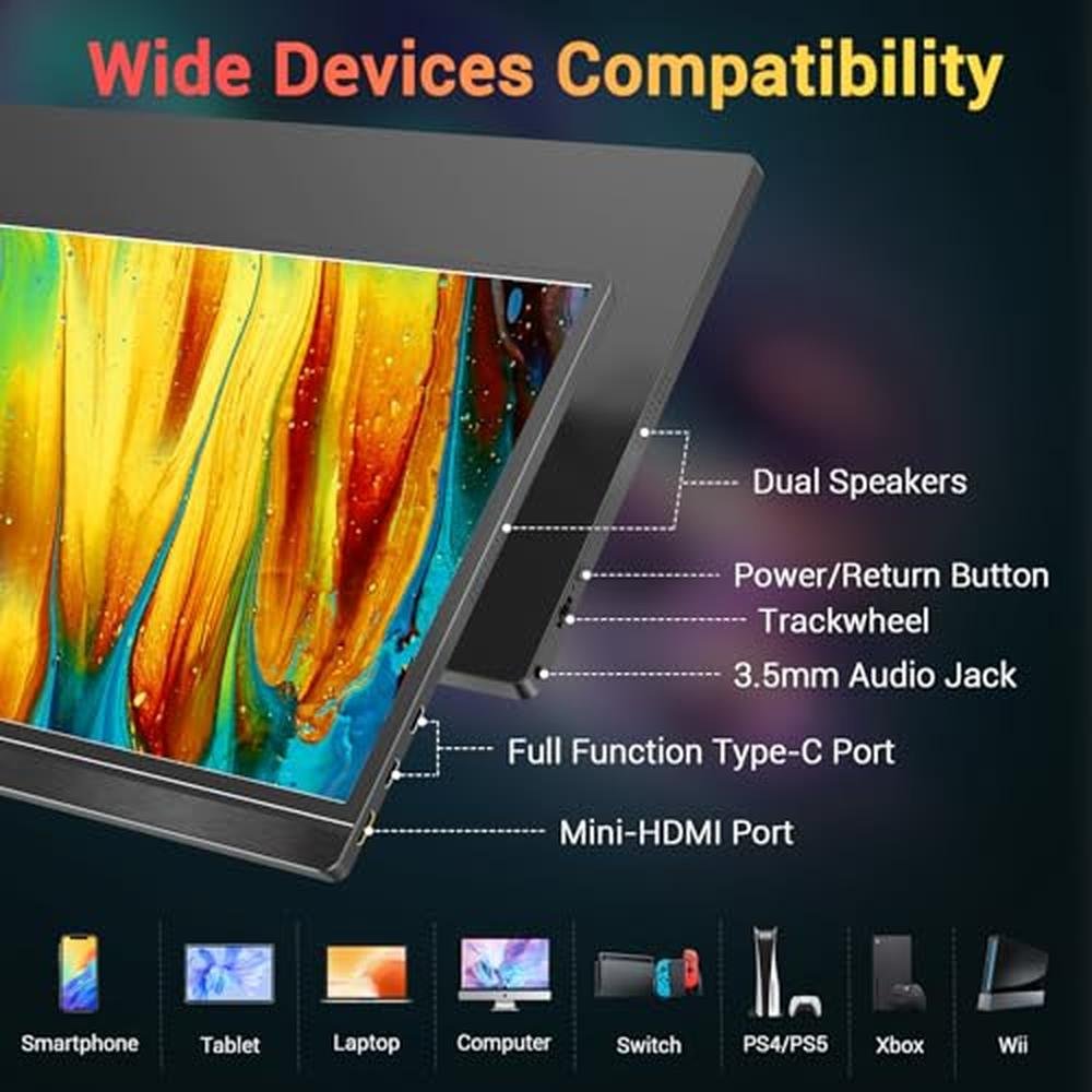 KYY Portable Monitor: 15.6'' FHD 1080P USB C HDMI Gaming – Close-up Detail