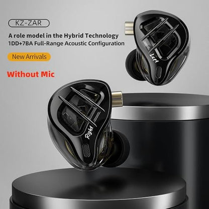 KZ ZAR in-Ear Monitor 7BA+1DD Hybrid Drivers Gaming Earbuds – Side View