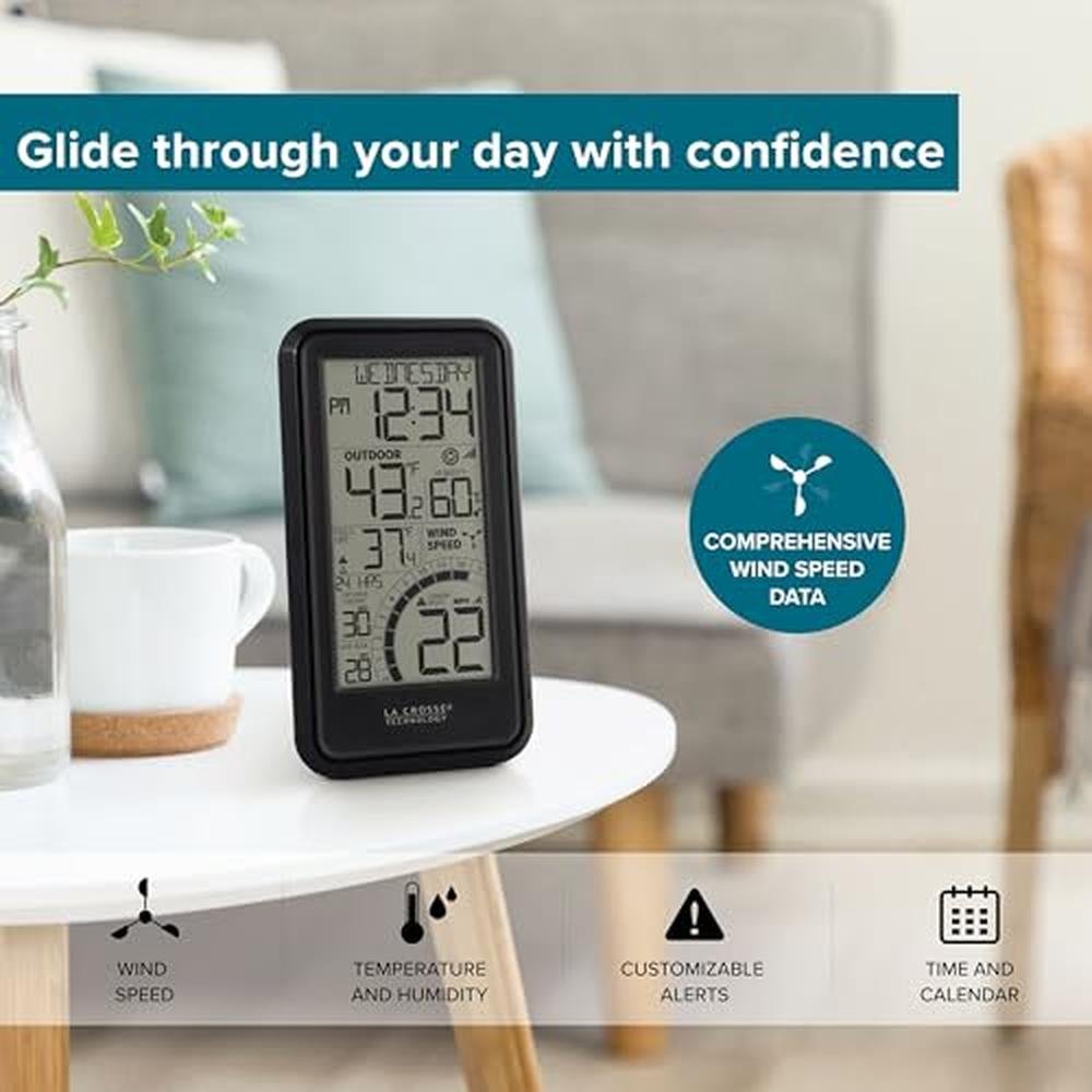La Crosse Technology 327-1418BW Monochromatic Digital Wind – Close-up Detail