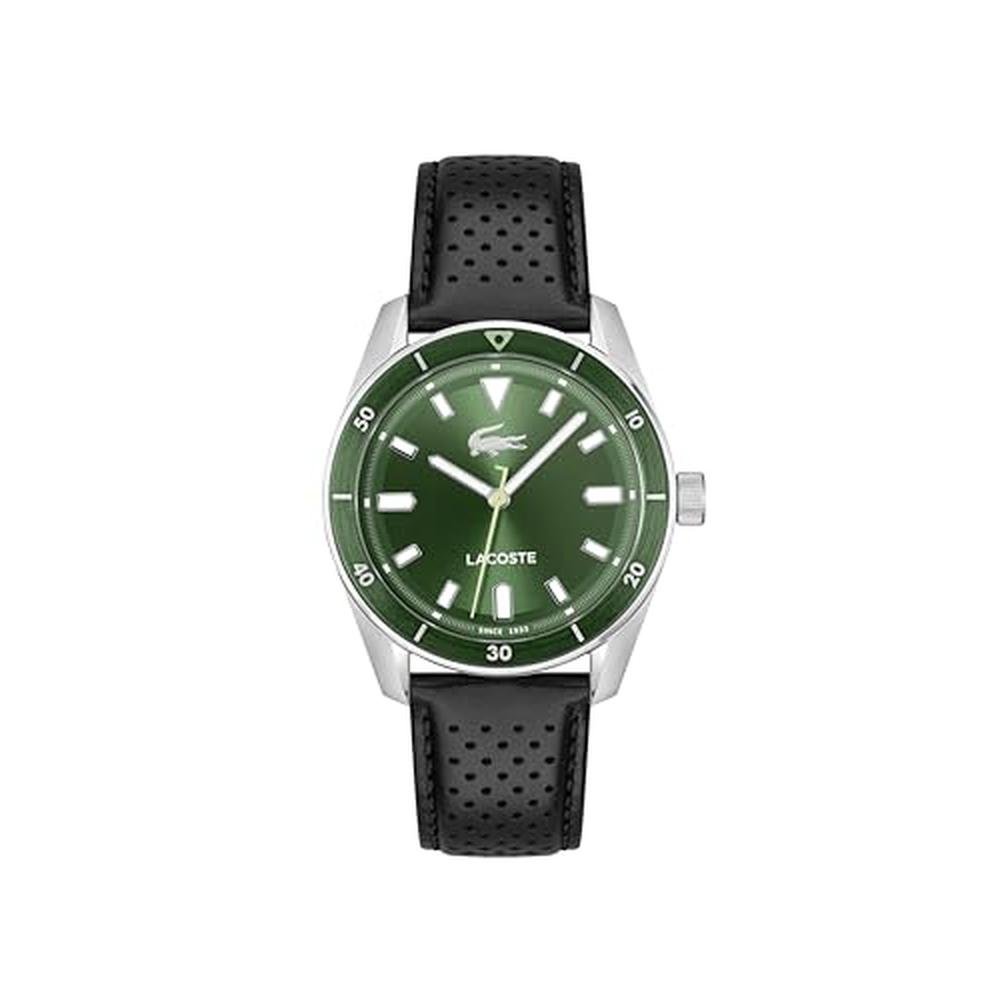 Lacoste Boston: Lacoste Men's 3H Quartz Watch Leather Strap – Front View