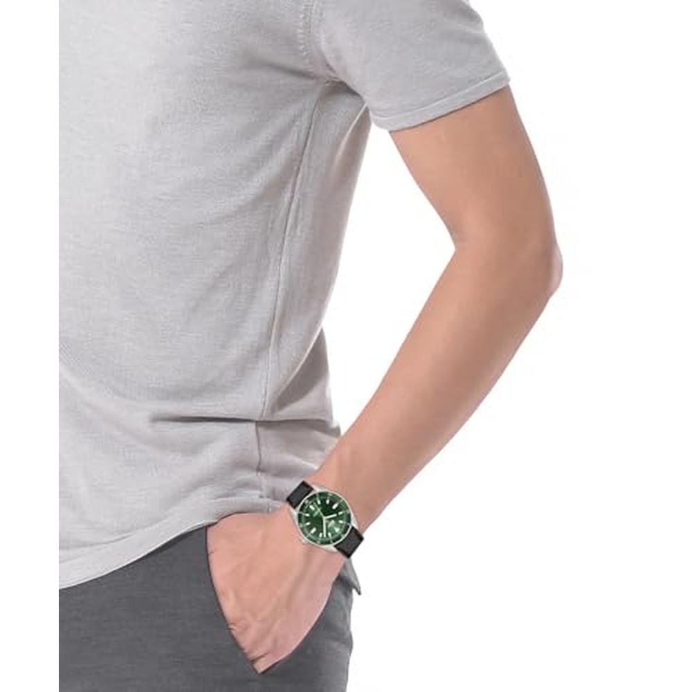 Lacoste Boston: Lacoste Men's 3H Quartz Watch Leather Strap – Side View