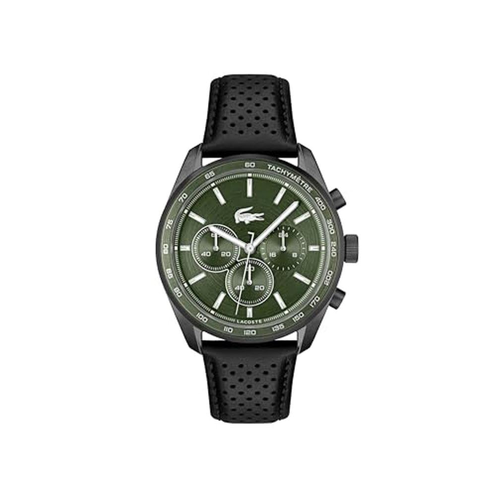 Men Watch: Lacoste Boston Men's Chronograph Watch Leather – Front View