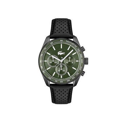 Men Watch: Lacoste Boston Men's Chronograph Watch Leather – Front View