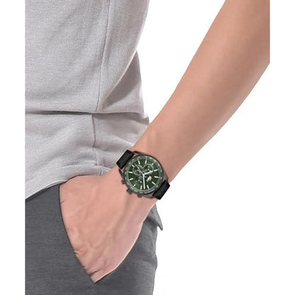 Men Watch: Lacoste Boston Men's Chronograph Watch Leather – Side View
