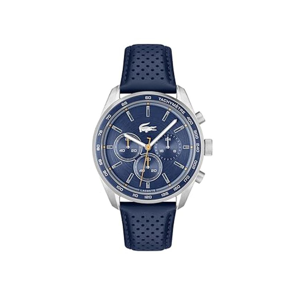 Men Watch: Lacoste Boston Men's Chronograph Watch Leather – Front View