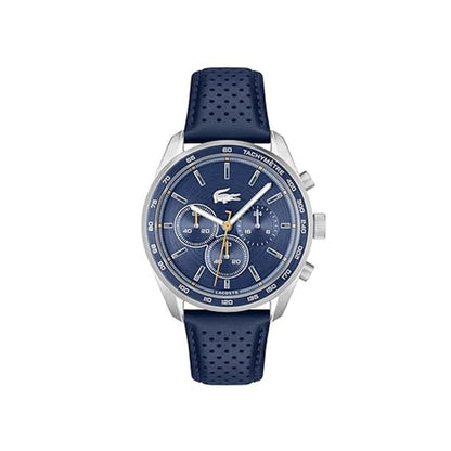 Men Watch: Lacoste Boston Men's Chronograph Watch Leather – Front View