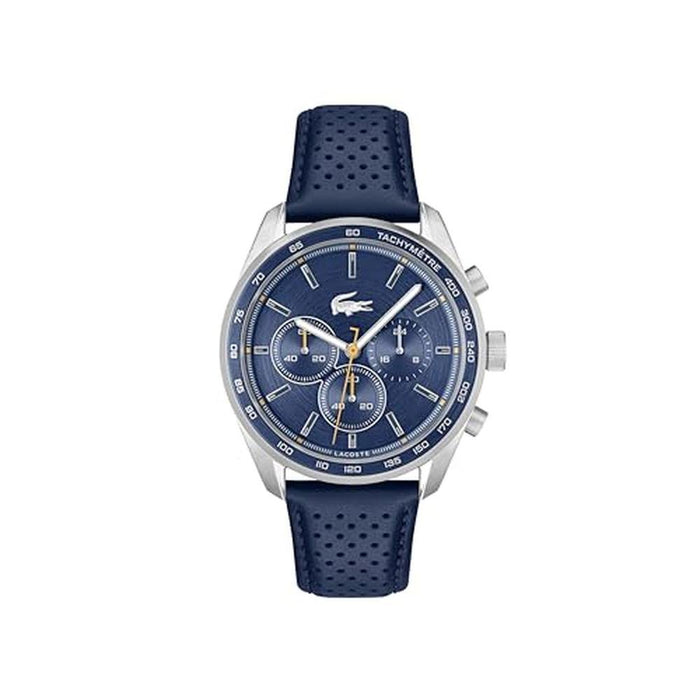Men Watch: Lacoste Boston Men's Chronograph Watch Leather – Front View