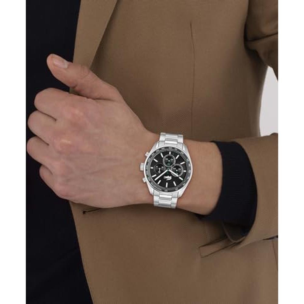 Men Watch: Lacoste Boston Men's Chronograph Watch Stainless – Side View
