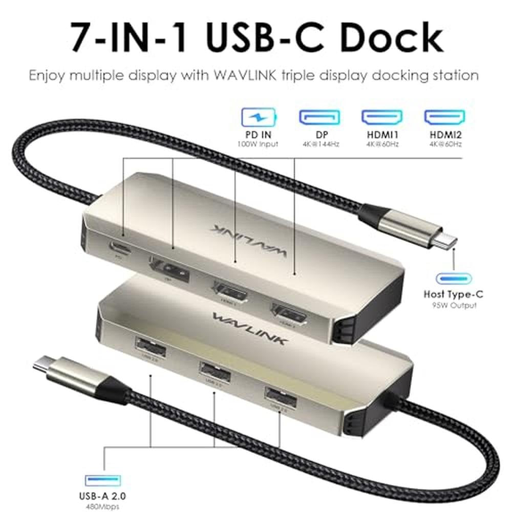 Docking Station: WAVLINK Triple 4K Docking Station with – Side View