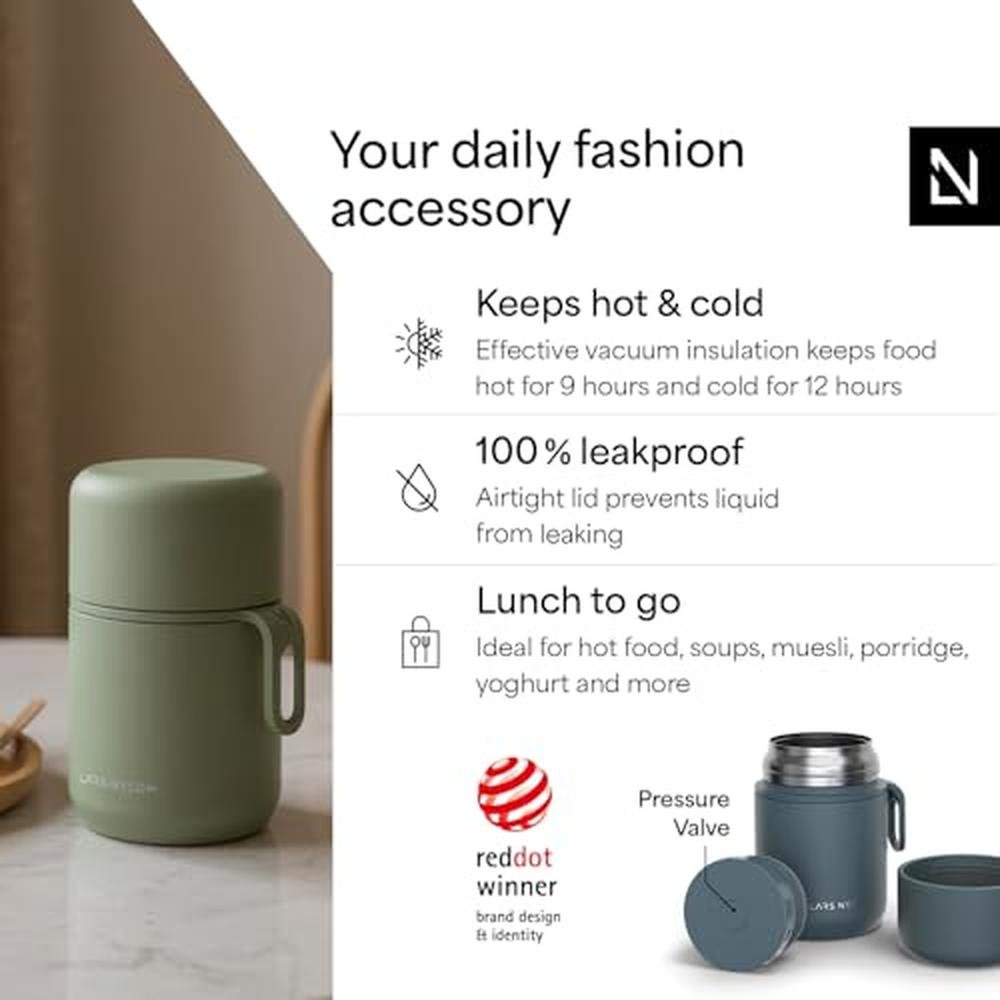 Food Jar: LARS NYSM Stainless Steel Vacuum Insulated – Side View
