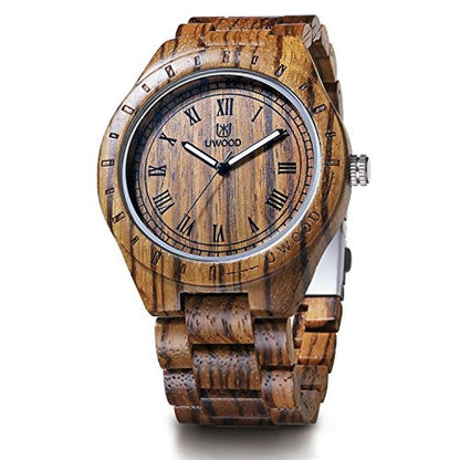 LeeEv Mens Light Weight Unique Wood Watch – Front View