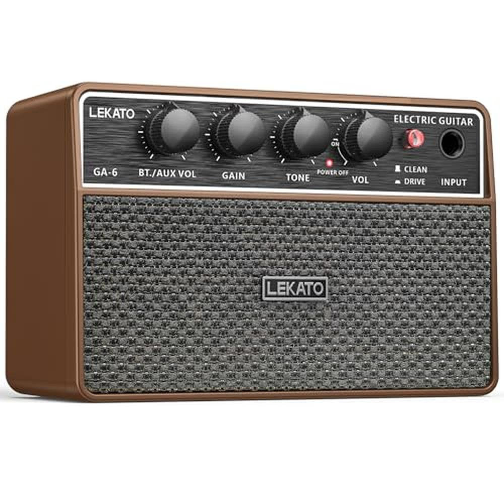 LEKATO 10W Mini Guitar Amp: Portable Electric Guitar – Front View