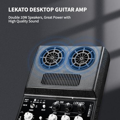 LEKATO Electric Guitar Amp: Rechargeable Guitar Amp 20W – Side View