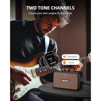 Guitar Amp: LEKATO Mini Electric 5W Rechargeable Guitar – Side View