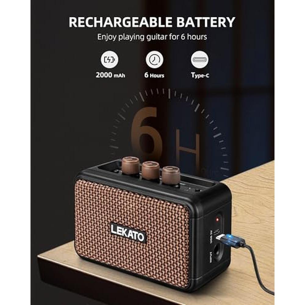 Guitar Amp: LEKATO Mini Electric 5W Rechargeable Guitar – Close-up Detail