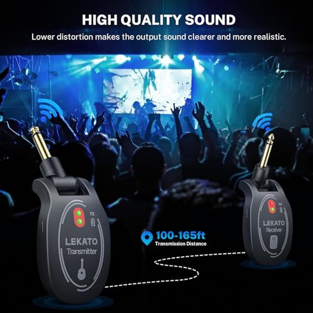 LEKATO UHF Wireless Guitar System Rechargeable – Side View