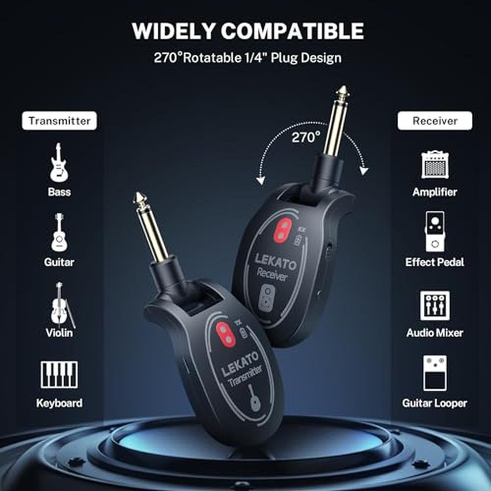 LEKATO UHF Wireless Guitar System Rechargeable – Packaging