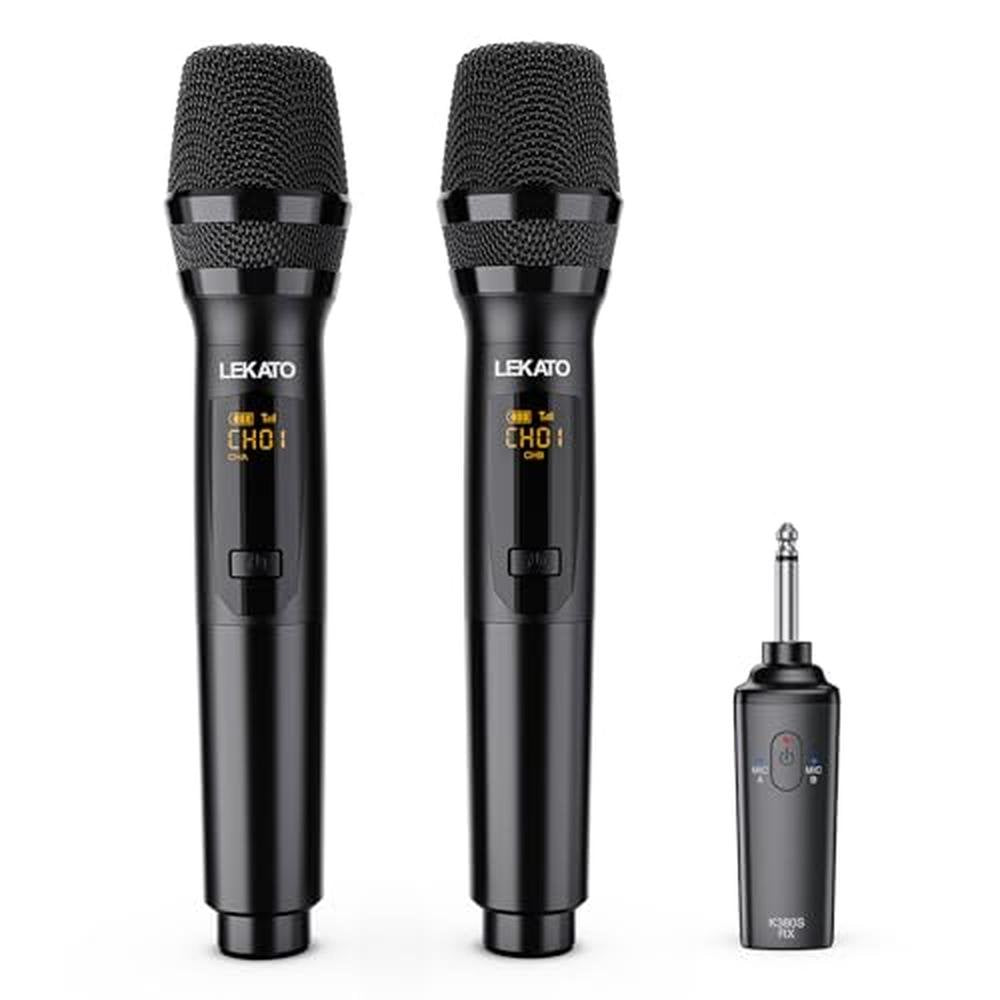 LEKATO Wireless Microphone: 2.4GHz Rechargeable Dual – Front View